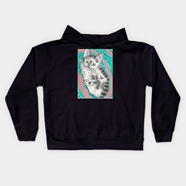 Cute kitten art painting Kids Hoodie by SamsArtworks